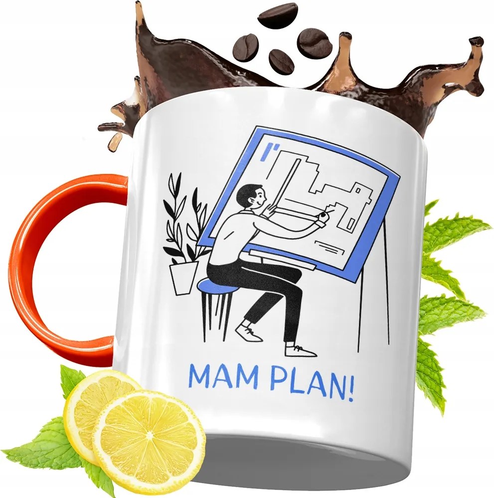 Narancssárga Bögre Építésznek Ajándék fényképes nyomtatással