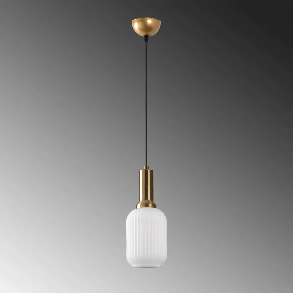 Asker 15191 arany fém-üveg függőlámpa, Ø13 cm