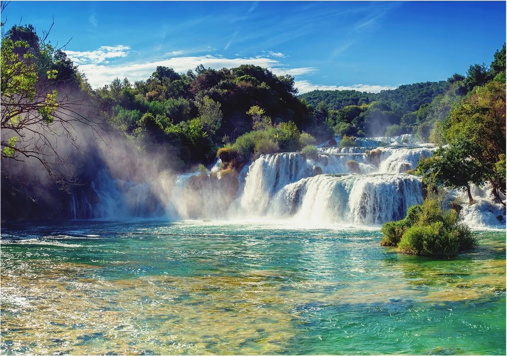 Fotótapéta Flizelin Dekoratív Hálószoba Vízesés táj 312x219