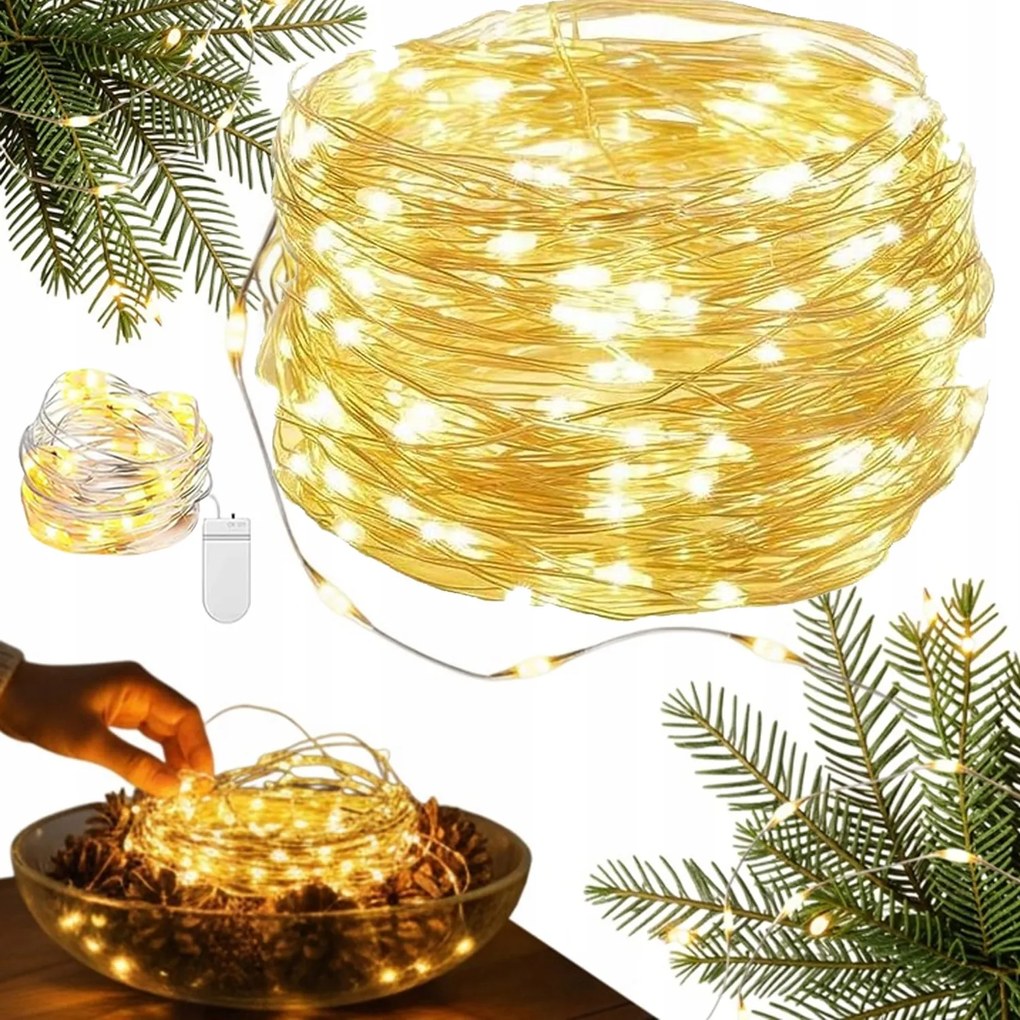 16x Led Drót Lámpák 2M 20 Db Akkumulátoros Meleg Lámpa 32m