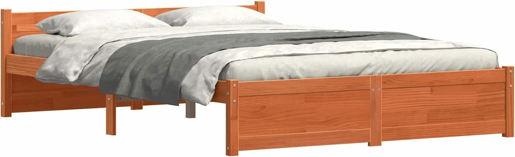 vidaXL Ágykeret Faggyú barna 205.5 x 95.5 x 51 cm Tömör fenyőfa