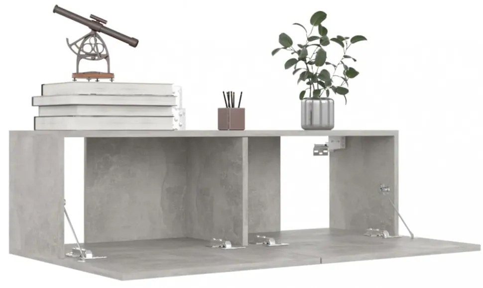 4 db betonszürke szerelt fa TV-szekrény 100 x 30 x 30 cm