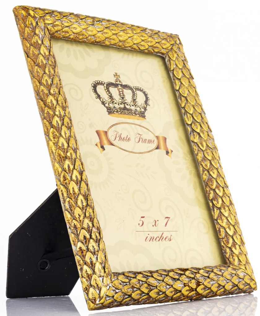 Palotakertek design barokkos aranysárga szögletes műanyag képkeret 21,5x15x12-2cm