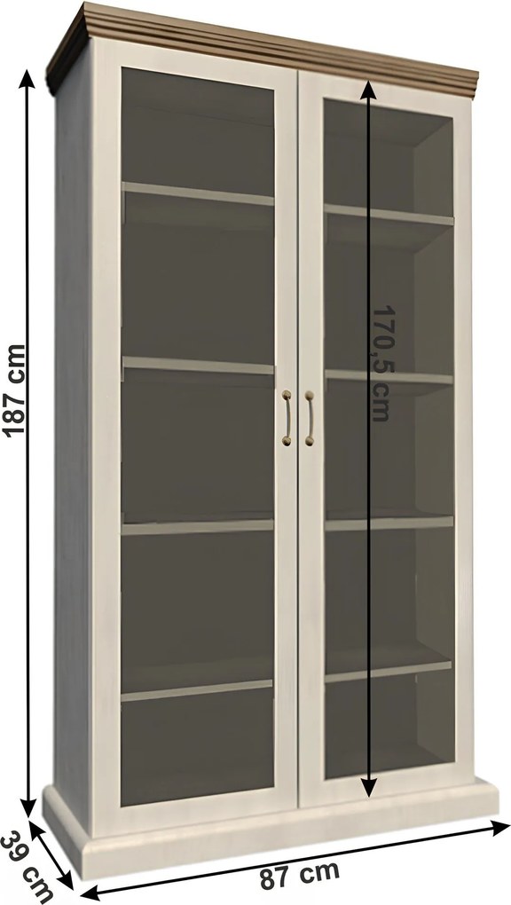 vitrines szekrény, északi sosna/vadtölgy, ROYAL WS