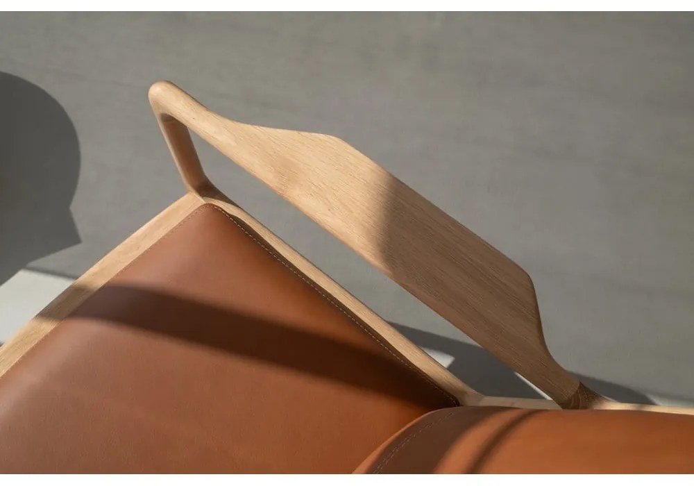 Barna-natúr színű bőr fotel Dedo – Gazzda