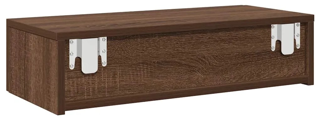 Falipolc fiókokkal barna tölgy 60x26,5x15 cm műszaki fa