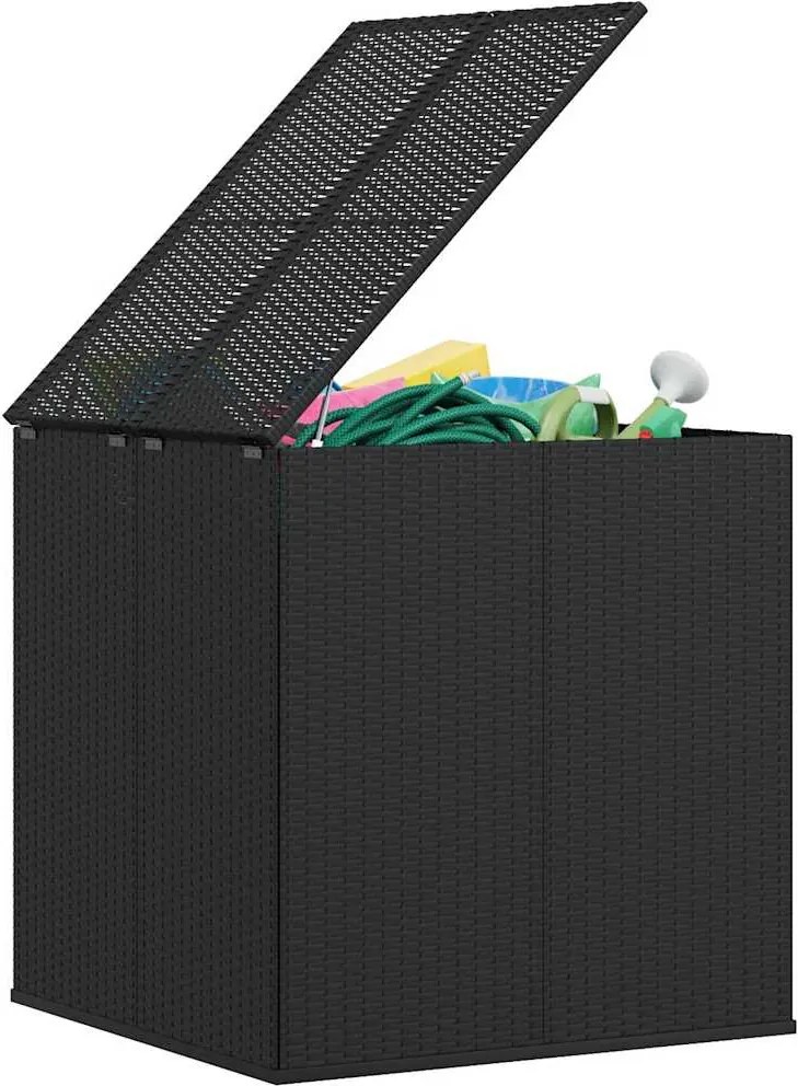 Fekete Polyrattan Kerti Párnatartó Doboz 100 X 97,5 X 104 Cm