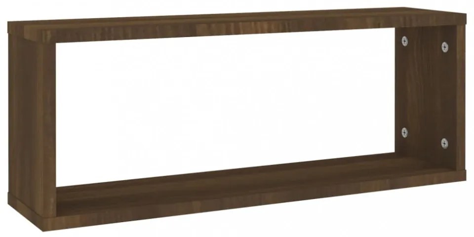 4 db barna tölgy színű szerelt fa fali kockapolc 60x15x23 cm