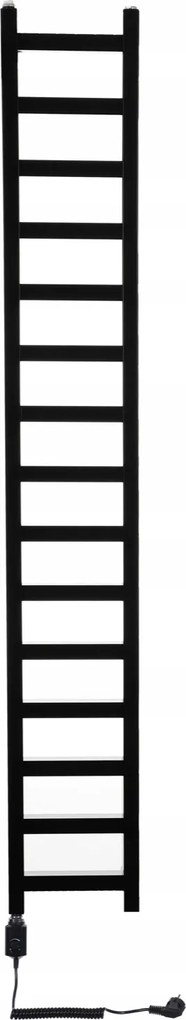 Fürdőszobai radiátor Dekoratív elektromos 600W B Orchidea keskeny Fekete Matt