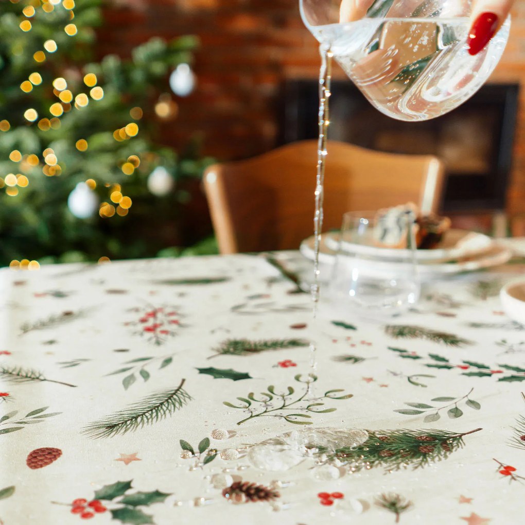 Goldea karácsonyi teflonbevonatú asztalterítő - téli ágacskák 80 x 80 cm