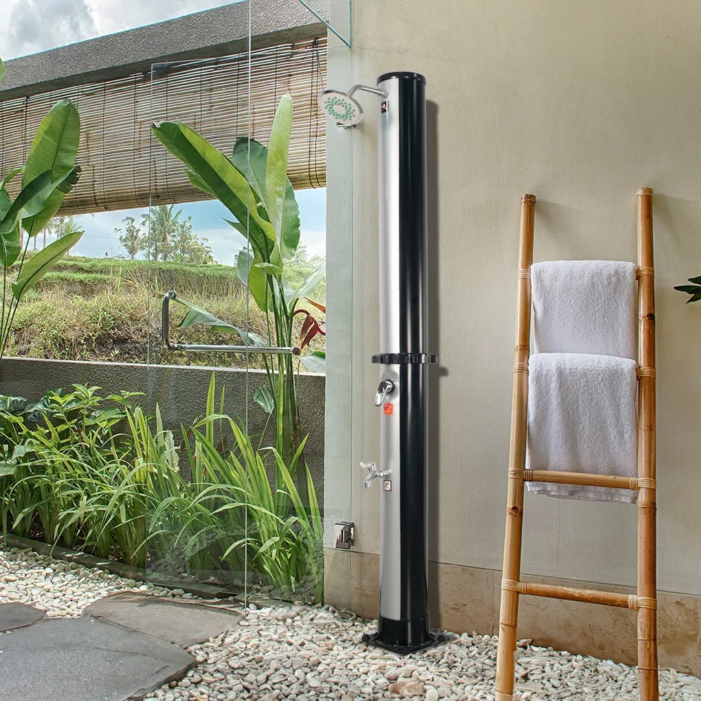 KARIBIK napelemes zuhany, 35l, ezüst/fekete Jurhan