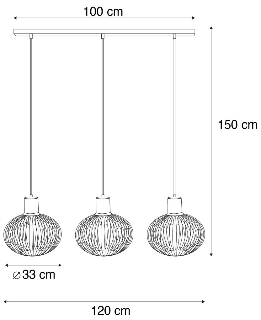 Modern fekete drótfüggeszték bézs színnel, 3 égős - Gila