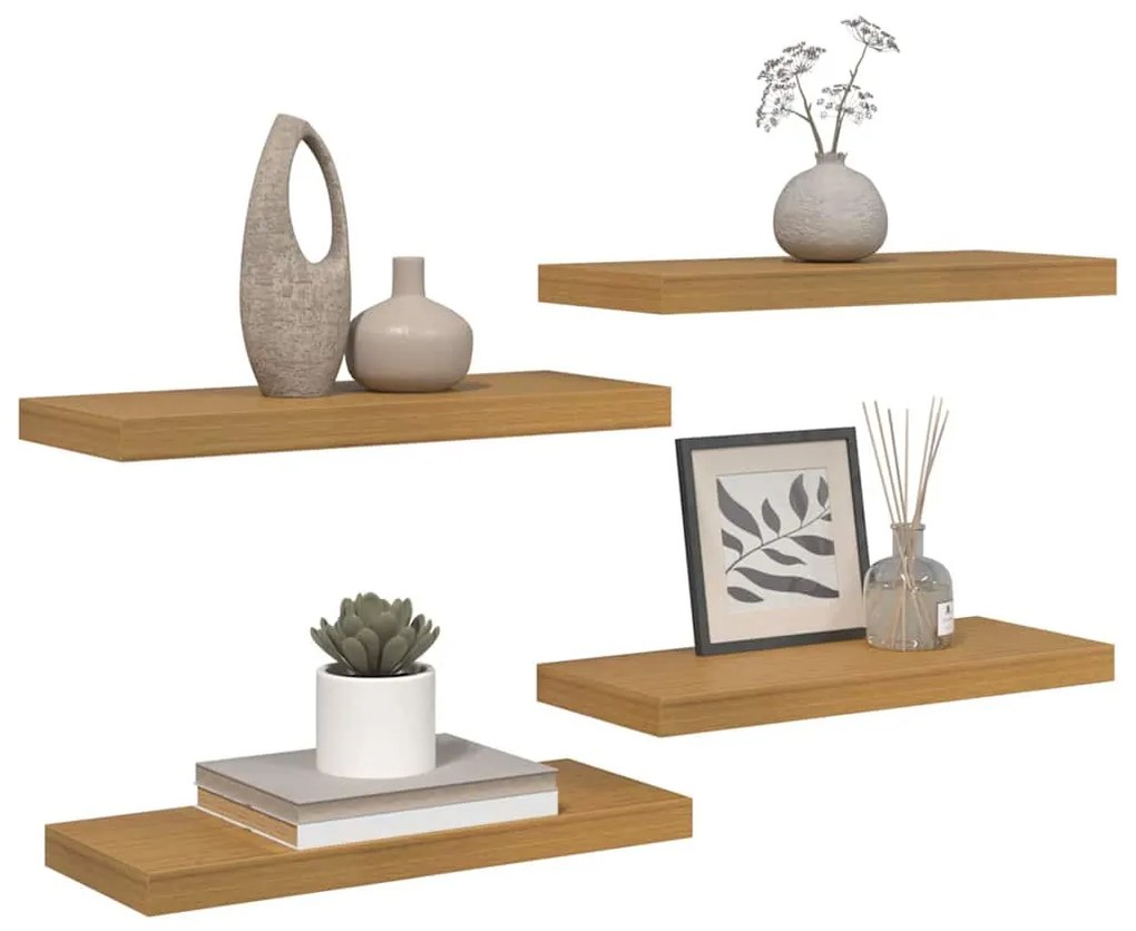 vidaXL Falpolc Falra szerelhető 4 pcs Bézs 50 x 23 x 4 cm Faanyag