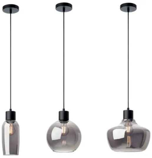 Redo 01-4045 - Csillár zsinóron ATLANTIS 1xE27/42W/230V átm. 20 cm fekete