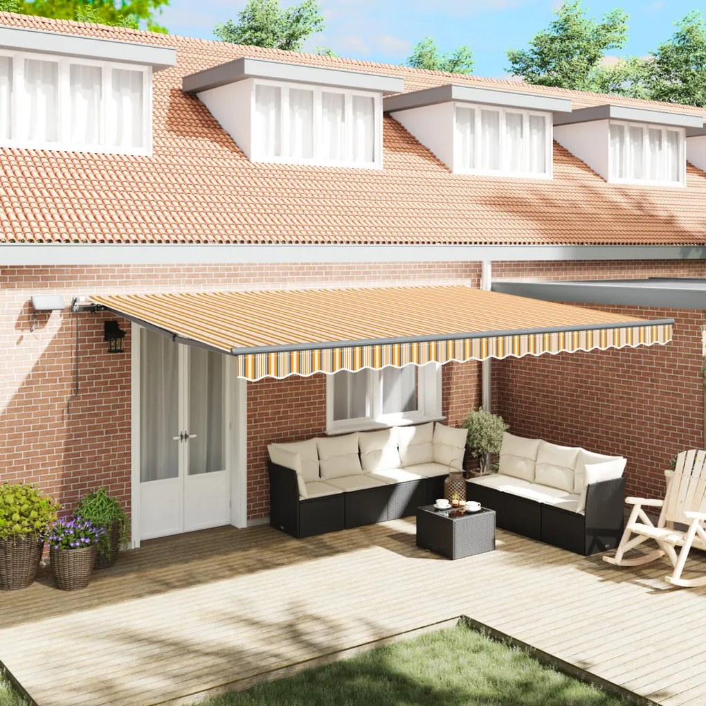 Kézi Behúzható Napellenző LED Színes Csíkkal 500x300 cm