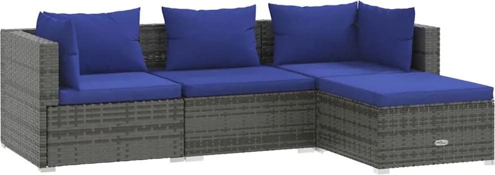 4 részes szürke polyrattan kerti ülőgarnitúra párnákkal
