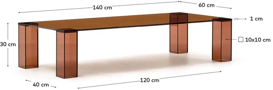 Barna üveg dohányzóasztal 60x140 cm Adularia – Kave Home