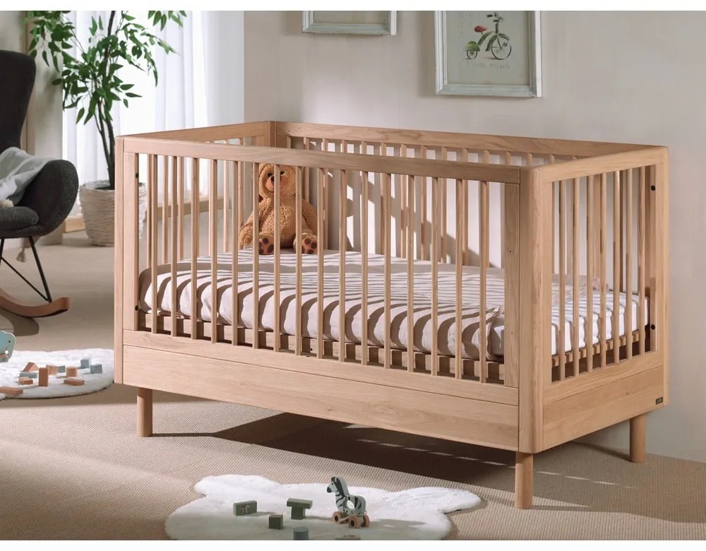 Natúr színű tölgyfa babaágy 70x140 cm Forrest – Vipack