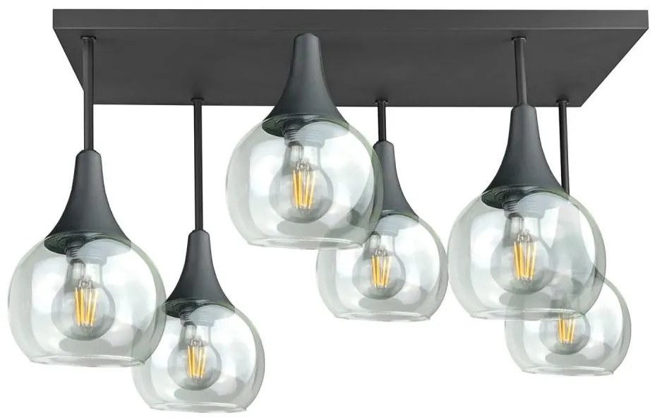 Felületre szerelhető csillár  SOMA 6xE27/60W/230V fekete/átlátszó