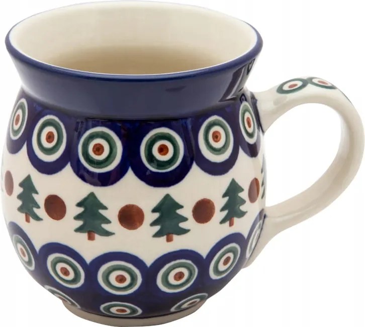 Cseh Bögre Hordó 470 ml Művészi kerámia Bolesławiec 0366 Rénszarvasok