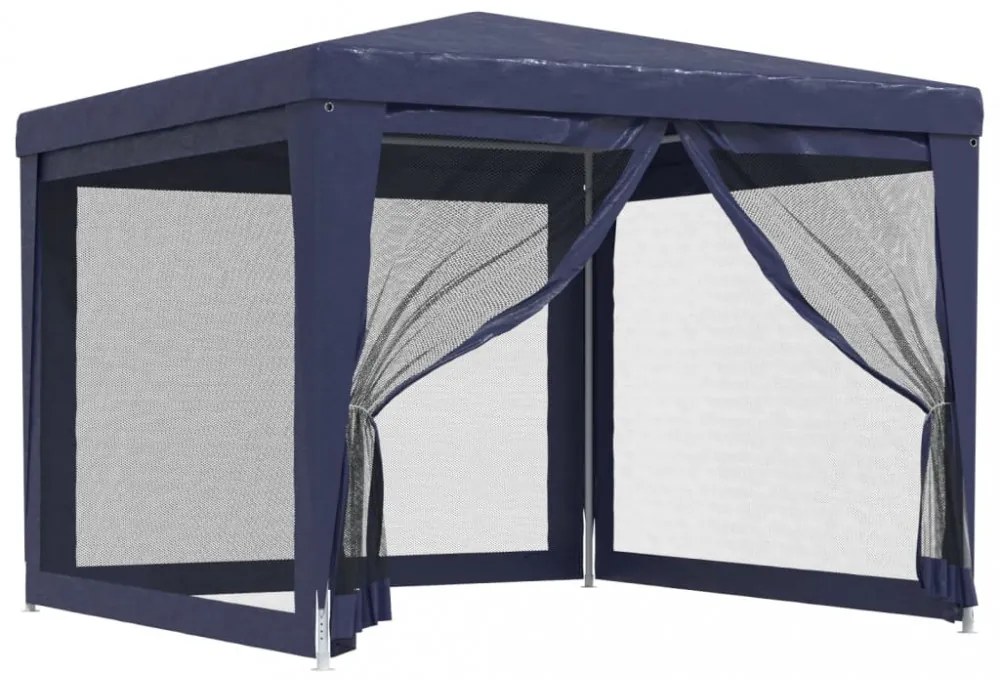 kék HDPE rendezvénysátor 4 hálós oldalfallal 3x3 m