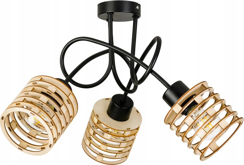 Mennyezeti Lámpa Függő CSillár Loft fa E27