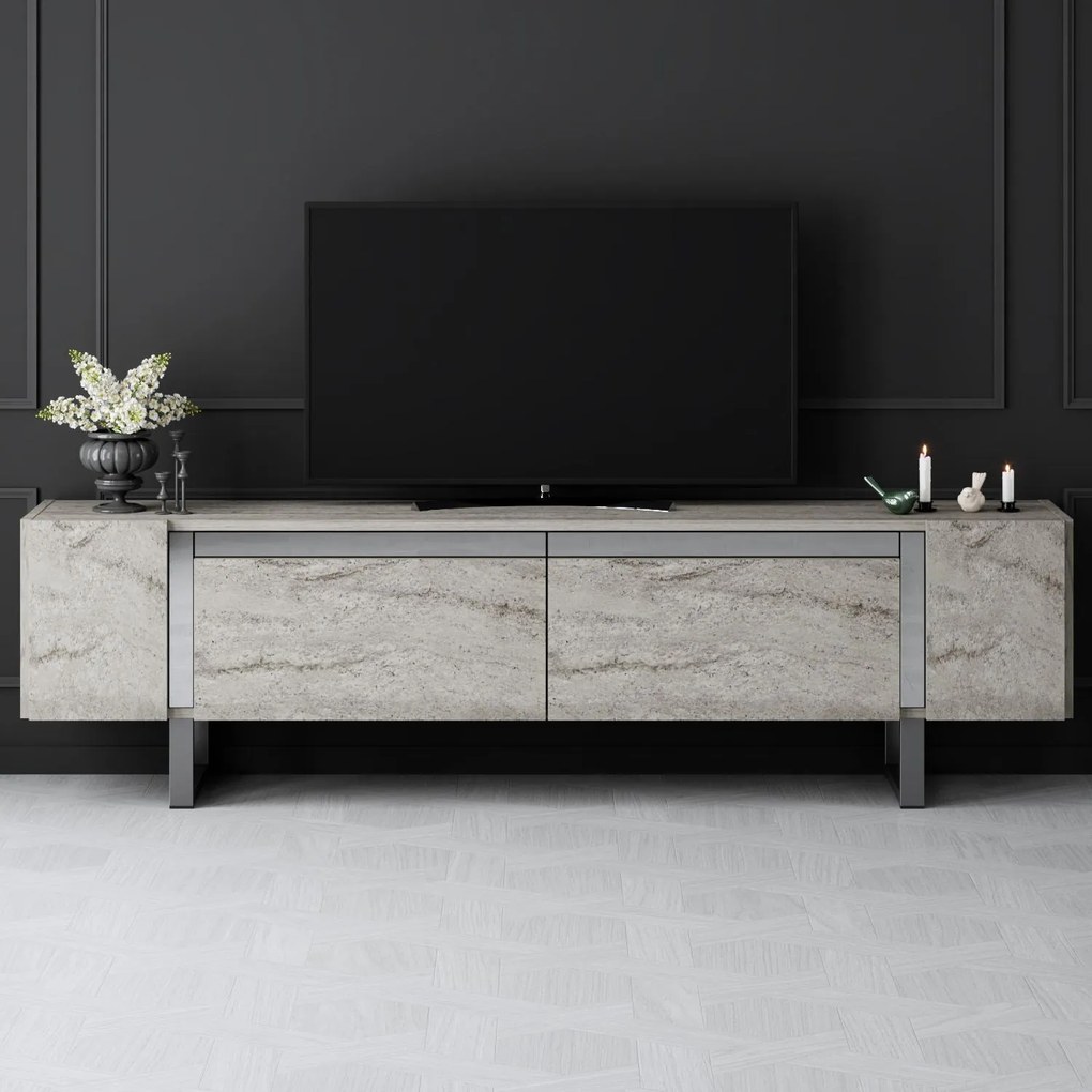 TV szekrény Yildiz - Travertine, Silver