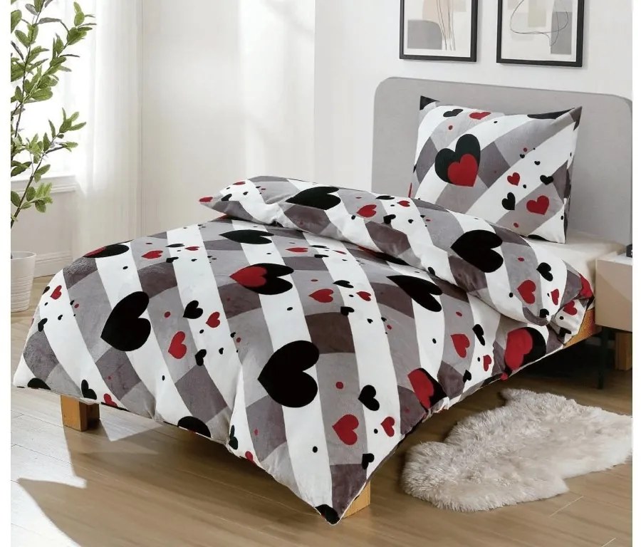Mikroplüss ágyneműhuzat COLOR HEARTS színes kivitel Ágyneműhuzat mérete: 70 x 90 cm | 140 x 200 cm