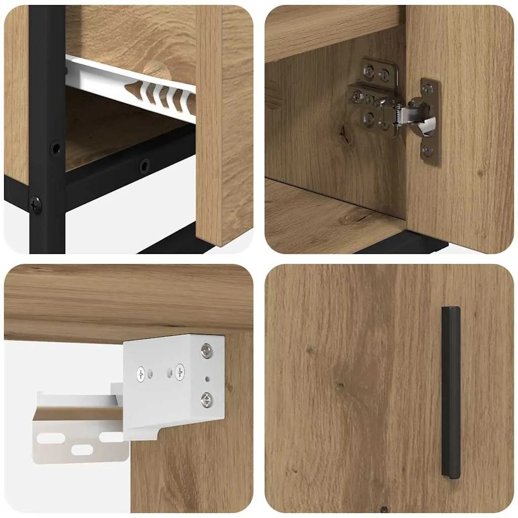 Fürdőszoba bútor szett 3 pcs kézműves tölgy 65 x 33 x 60 cm