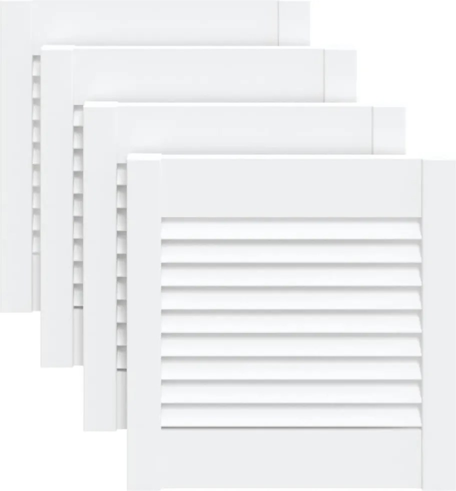 vidaXL 4 db fehér tömör fenyőfa lamellás szekrényajtó 39,5 x 39,4 cm