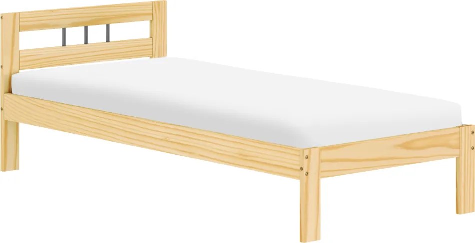 Ágy ráccsal, természetes, fenyőfa, 90x200, JONA NEW