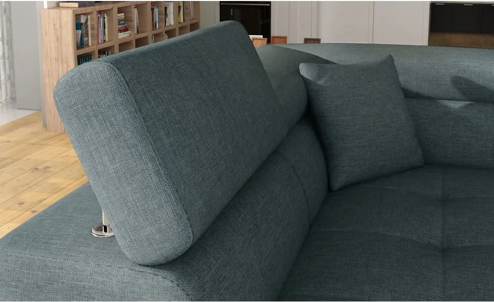 Kék kinyitható-tárolóhelyes sarokkanapé (bal oldali-L alakú) Anton – ELTAP