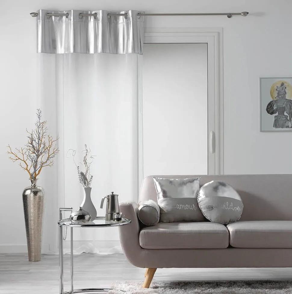 Elegáns fehér függöny ezüst díszítéssel METALLIC 140x240