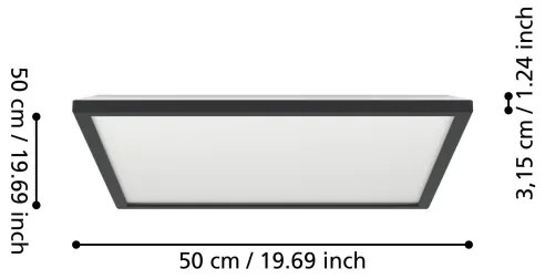 Eglo 901457 -LED Dimmelhető fürdőszobai lámpa ROVITO-R 17W/230V 50x50 cm IP44 fekete + távirányító
