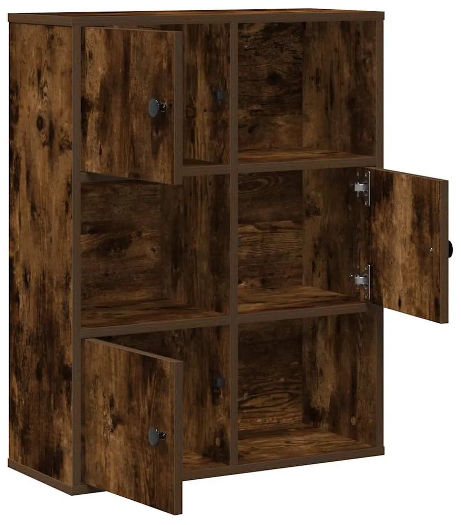 füstös tölgy színű szerelt fa könyvszekrény 60x24x76,5 cm