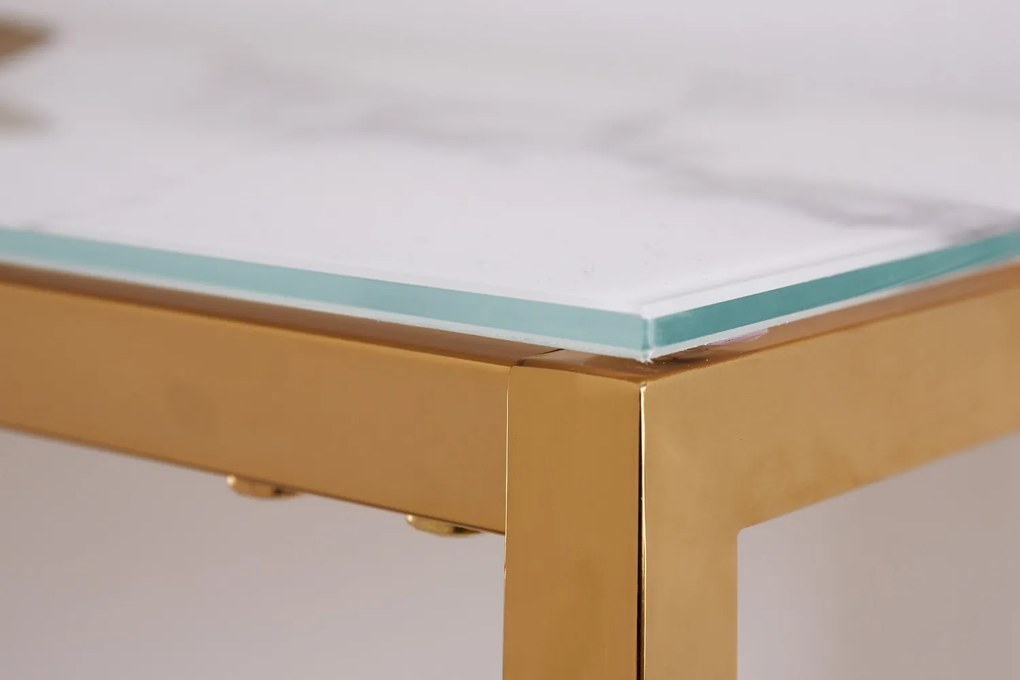 Design konzol Latrisha 110 cm fehér-arany - márvány utánzata