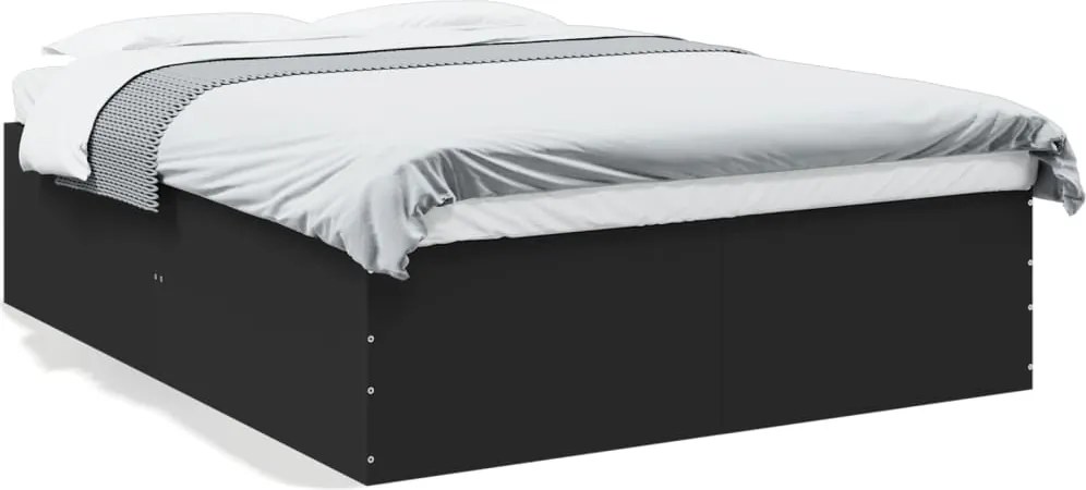 vidaXL fekete szerelt fa ágykeret 150 x 200 cm