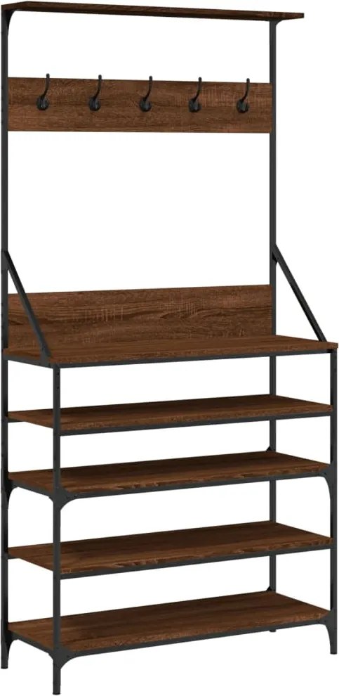 vidaXL barna tölgy ruhafogas cipőpolccal 90x34x184 cm