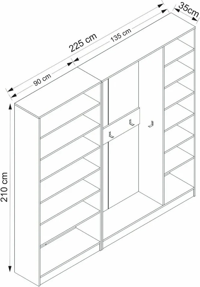 Noah előszobafal, 225 cm – TR506MNR3320