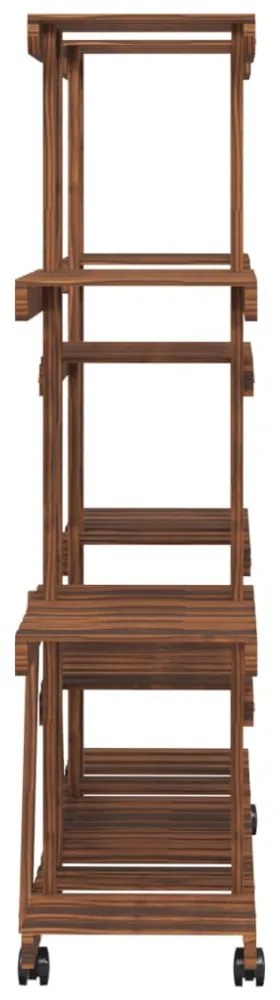 tömör fenyőfa virágtartó állvány kerekekkel 110 x 25 x 115 cm