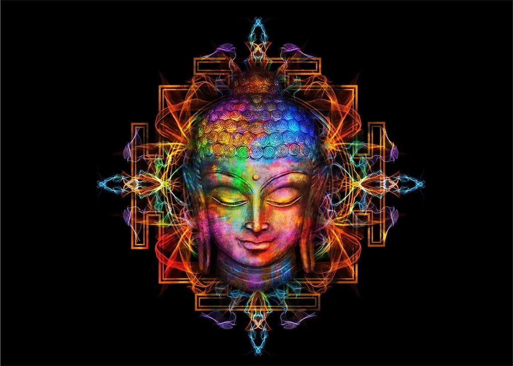 Kép - Buddha mellszobra neon színekben (70x50 cm)