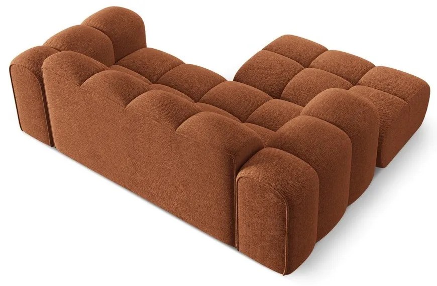 Terrakotta színű zsenília sarokkanapé (bal oldali-heverő résszel) Treno – Cosmopolitan Design