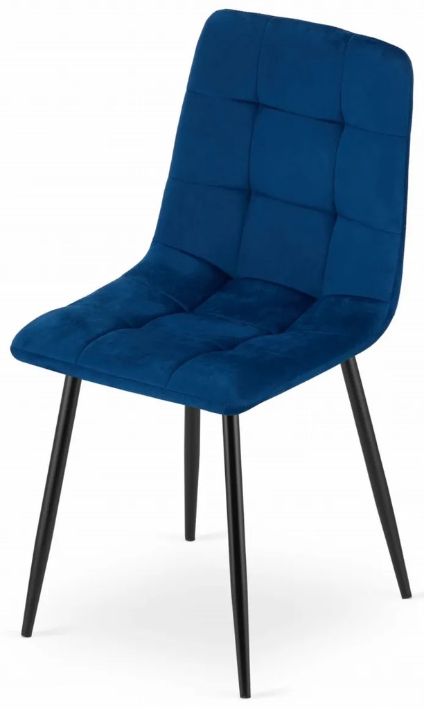 Kék bársony szék KARA fekete lábakkal