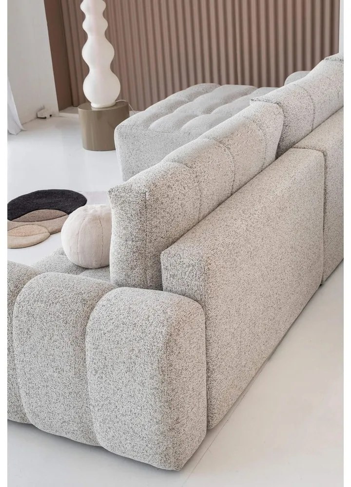 Bézs kinyitható tárolóhelyes moduláris sarokkanapé (bal oldali) Lulu – Miuform