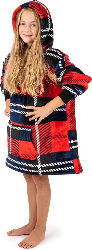 4Home Kockás mikroplüss gyapjú hatású takarópulóver, uni S - gyerek