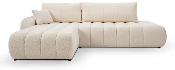 L-alakú, bal oldali, tárolós, bézs DESIO sarokkanapé, ággyá nyitható