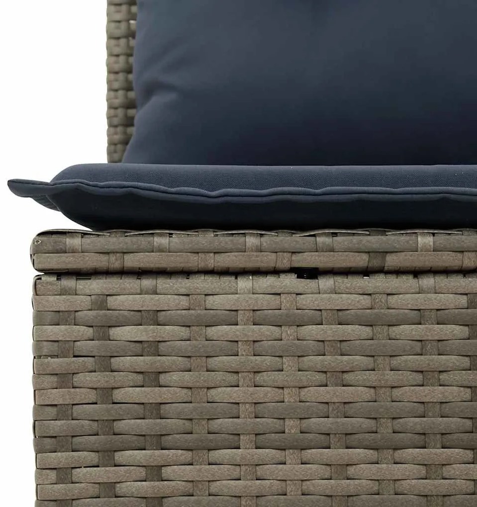 8 részes szürke polyrattan akácfa kerti ülőgarnitúra párnákkal