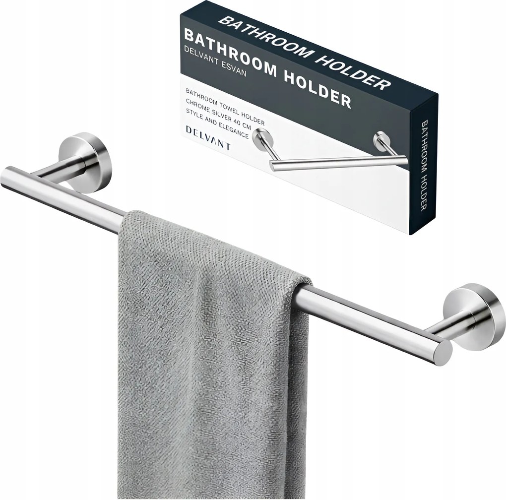 Fürdőszobai Törölközőtartó Tartó Egyenes 40CM Delvant Esvan Króm