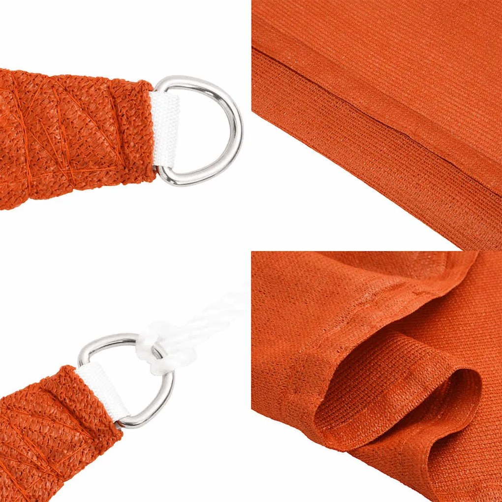 narancssárga trapéz alakú HDPE napvitorla 160 g/m² 3/4 x 2 m