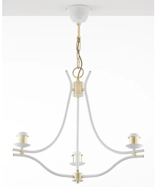 Jupiter 2085 - SAMBA láncos csillár 3xE27/15W/230V fehér/arany